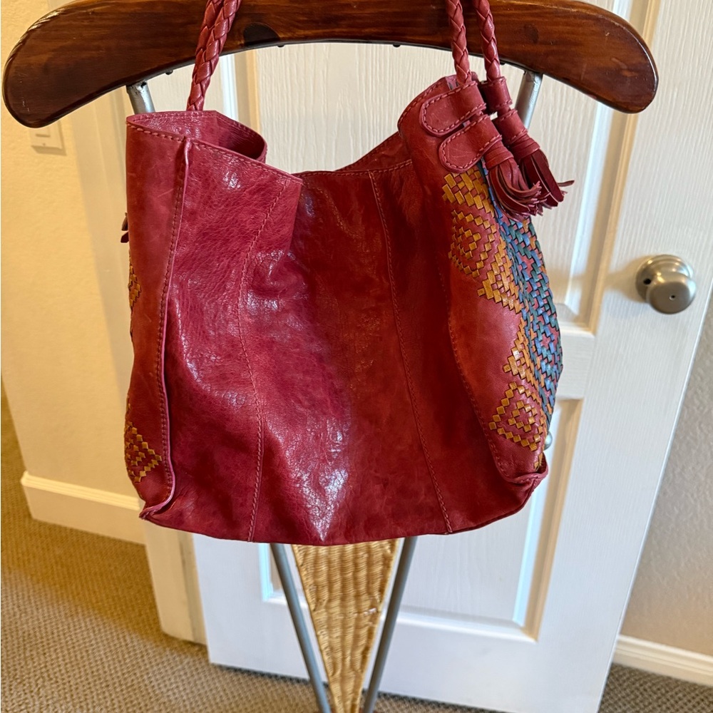 Isabella Fiore Red Leather Hobo Bag